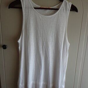 NWOT Wearables Sleeveless Burnout Pullover Tunic S White Ribbed Hem w/Raw Edges